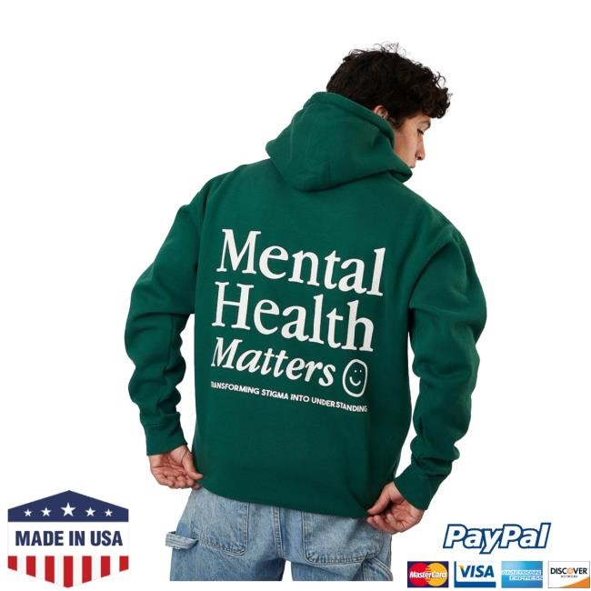 Official Happiness Project Mental Health Matters Popover Hoodie - Forest Green