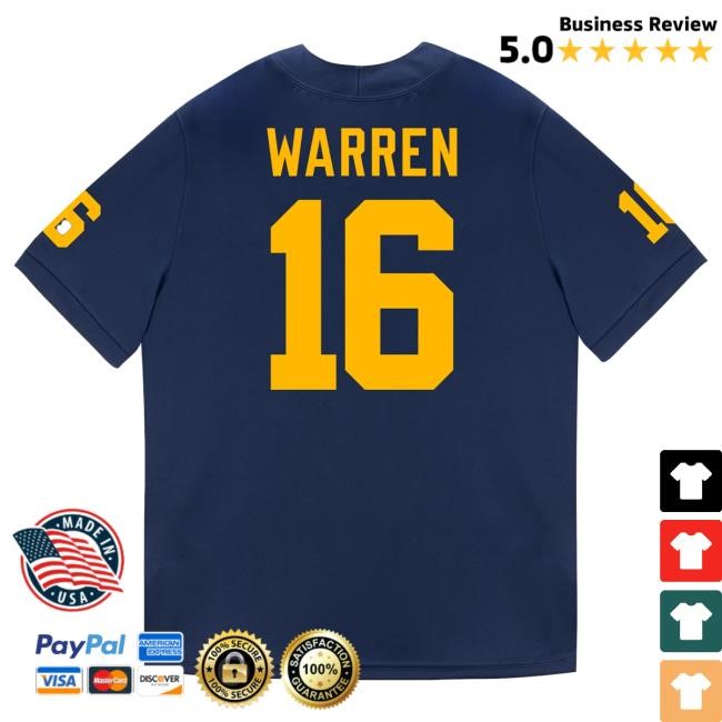 The M Den Michigan Wolverines #16 Davis Warren Student Athlete Blue Football Jersey Shirts