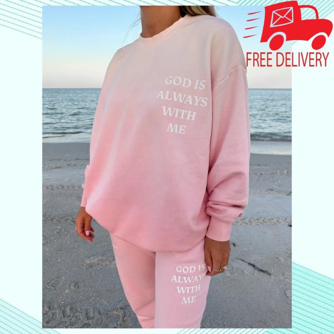 Official Elevated Faith Clothing God Is Always With Me Pink Unisex Hood