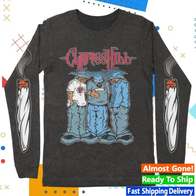 Official Cypress Hill Merch Cypress Hill Blunted Long Sleeve Tees in Mineral Wash Black CypressHill