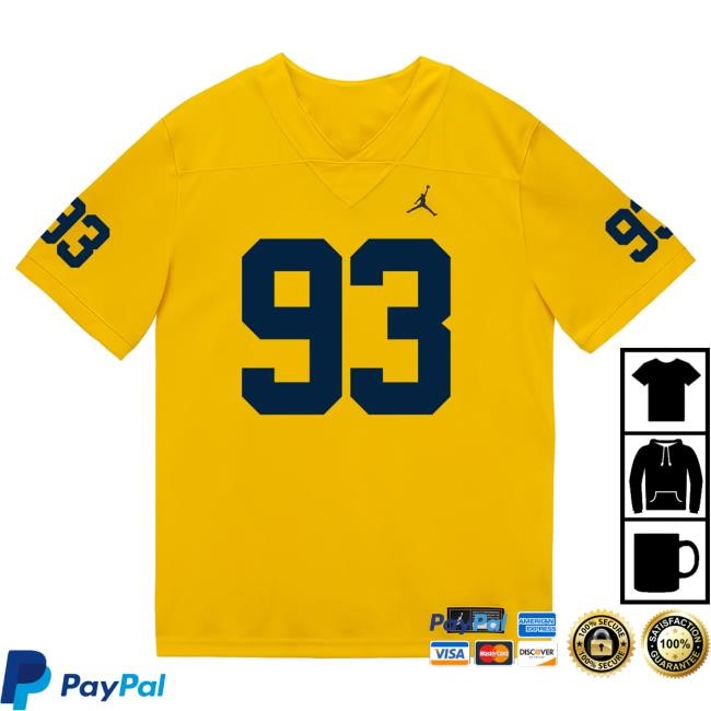 Official The M Den Michigan Wolverines #93 Benny Patterson Student Athlete Maize Football Jersey Tshirt