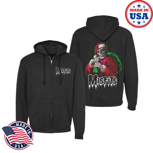 Misfits Holiday Fiend Black Zip Long Sleeve Hoodie Misfits Clothing Store