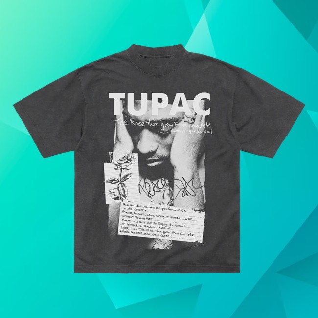 The Rose Charcoal Tee - 2PAC Official Store