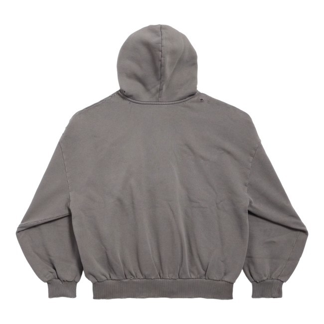 Human Being Shifted Zip-Up Zip Hoodie In Smoke Grey