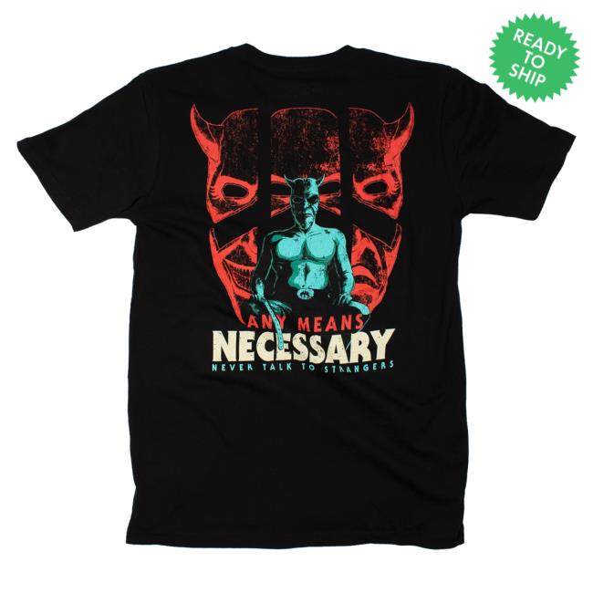 Official Any Means Necessary Clothing Blackphone Never Talk To Strangers T Shirt Black