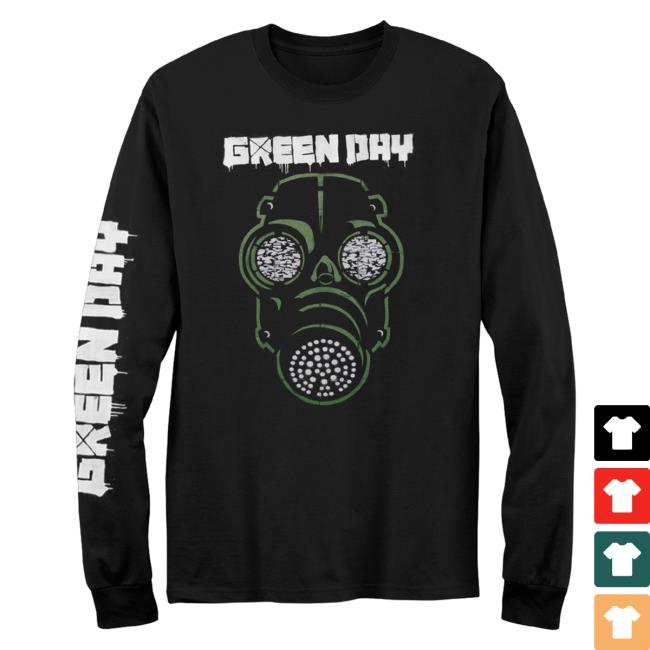 Official Green Day Apparel Clothing Merch Store Green Day Gas Mask Longsleeve GreenDay Shop