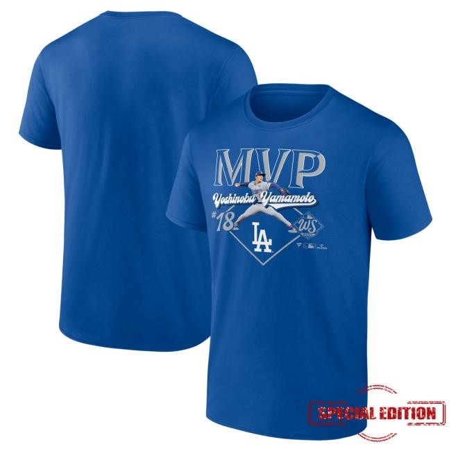 Official Men's Los Angeles Dodgers Yoshinobu Yamamoto Royal 2025 World Series MVP Tee Mlb Shop