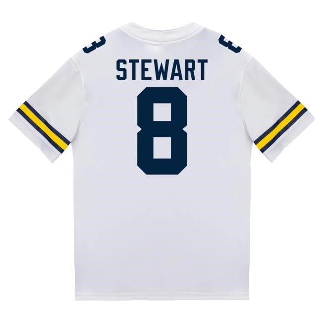The M Den Michigan Wolverines #8 I'Marion Stewart Student Athlete White Football Jersey Top Shirt