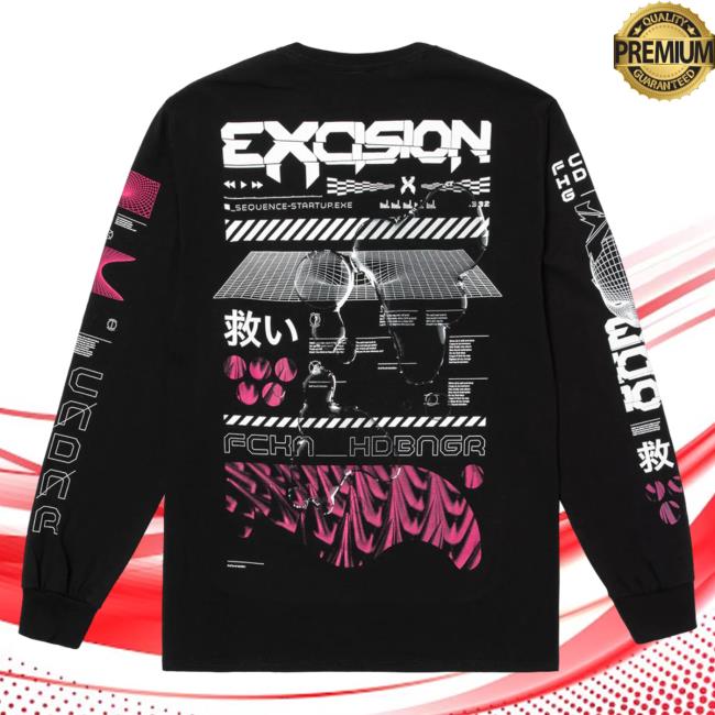 Official Excision Merch Headbanger Long Sleeve Hot Shirt Black