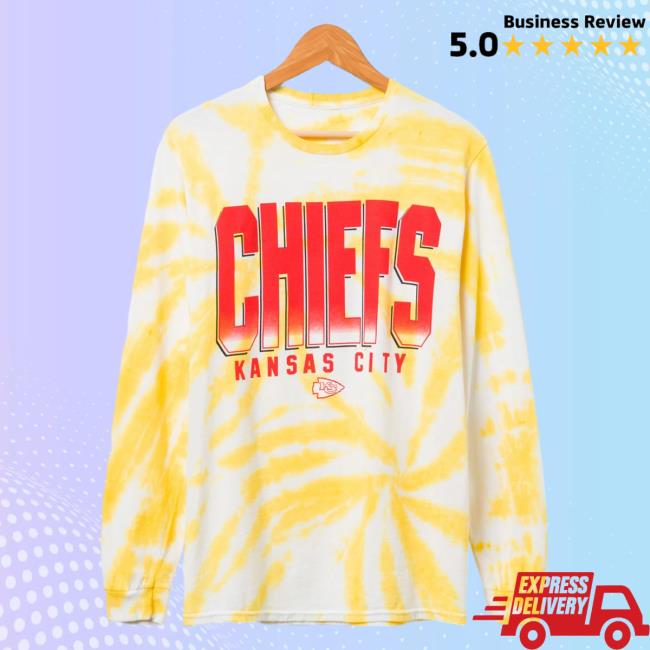 Official Junk Food Apparel Clothing Store Shop Junkfoodclothing Kansas City Chiefs Game Time Tie Dye Longsleeve Mustard Tie-Dye