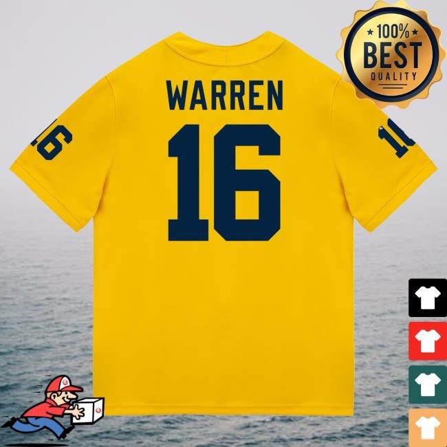 The M Den Michigan Wolverines #16 Davis Warren Student Athlete Maize Football Jersey Tshirt