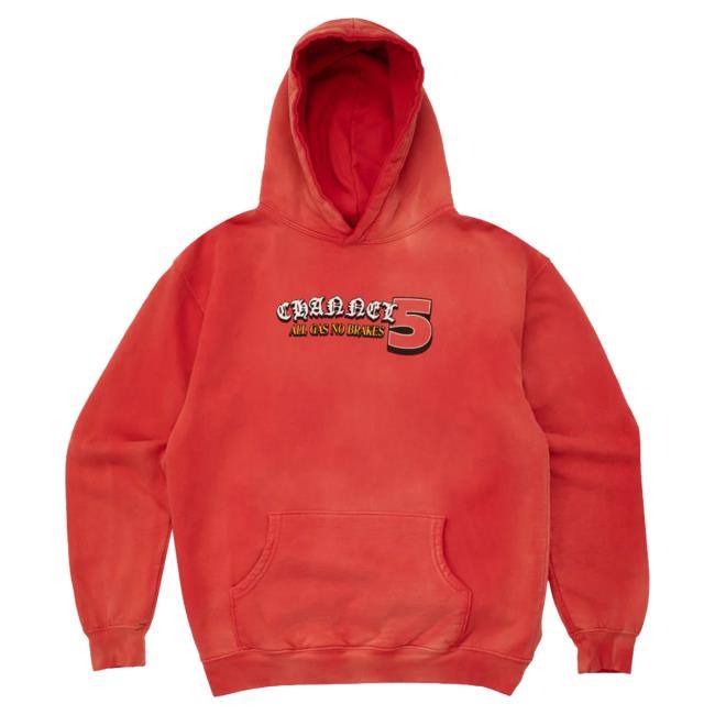 Official Channel 5 Store All Gas | Red Sun-Faded Attractive Hoodie Channel5