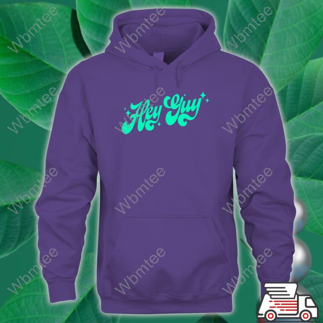 Official Drew Gooden Merch Hey Guy Purple Hooded Sweatshirt