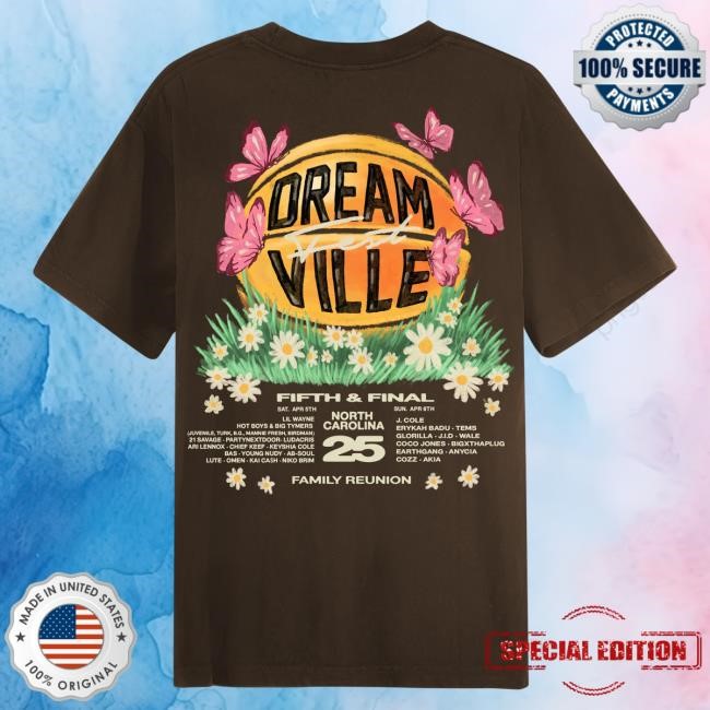 Official Dreamville Festival DV 25 Basketball Mocha Lineup Tshirt