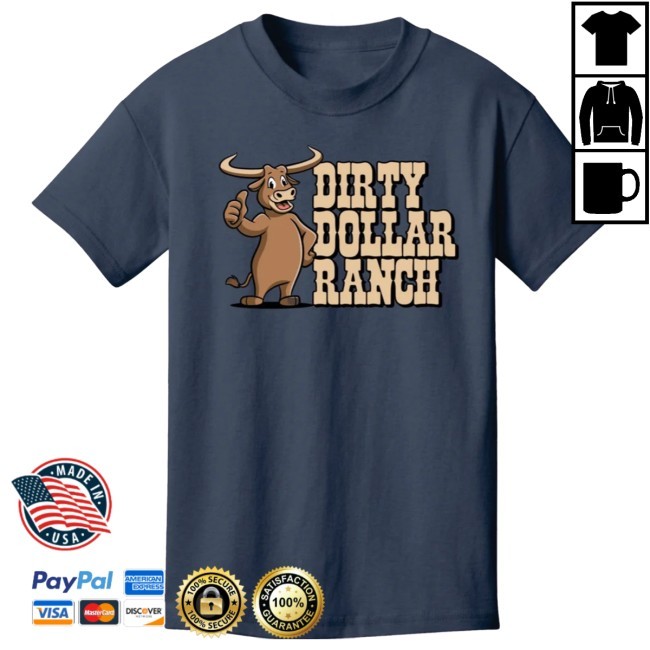 49Apparel K2407ibl - Indigo Blue "Dirty Dollar Ranch Thumbs Up" Youth Short Sleeve Tee Shirt