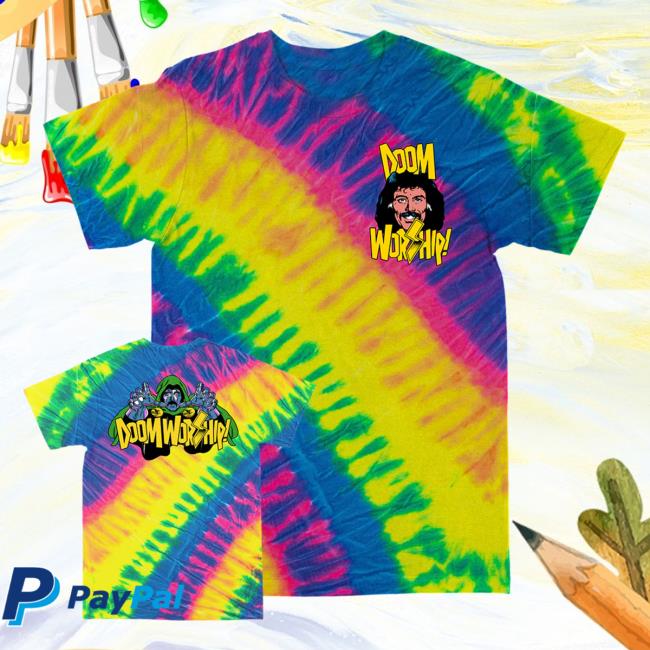 Official Death Wish Store Deathwish Inc Juan Machado Doomworship! Two Flo Rainbow Tie-Dye Shirt Deathwishinc