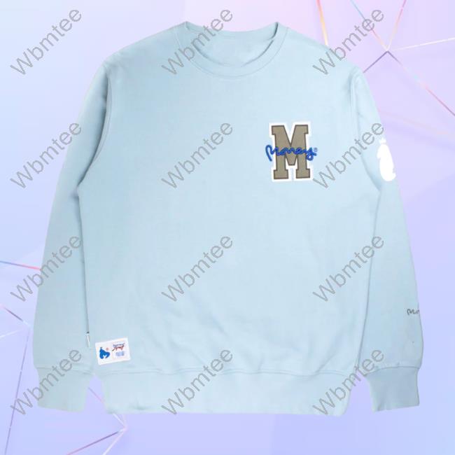 Official Money Clothing Big M Crew Pullover Hoodie Light Blue