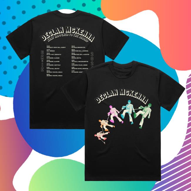Declan Mckenna Store Merch Cascading Photo UK 2024 Tour Tshirt (Black) | Declan Mckenna Clothing Shop Official Declanmckenna