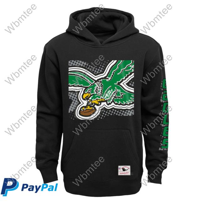 Official PhiladelphiaEagles Clothing Merch Store Shop Mitchell & Ness Black Philadelphia Eagles Big Face 7.0 Sweater