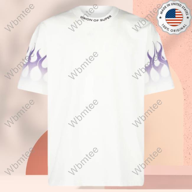 Official Vision Of Super White Shirt With Purple Gradient Flames