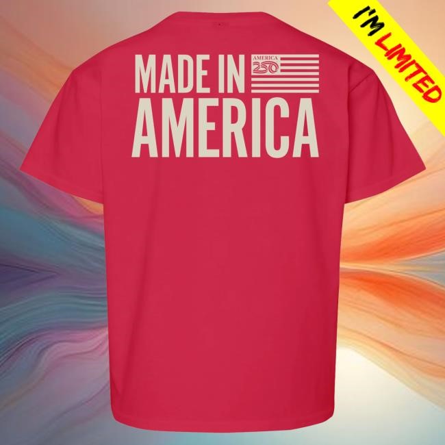 Official America250 Made In America Youth T-Shirt Game Day Style Active America250 Made In America Youth T-Shirt Stadium Gear