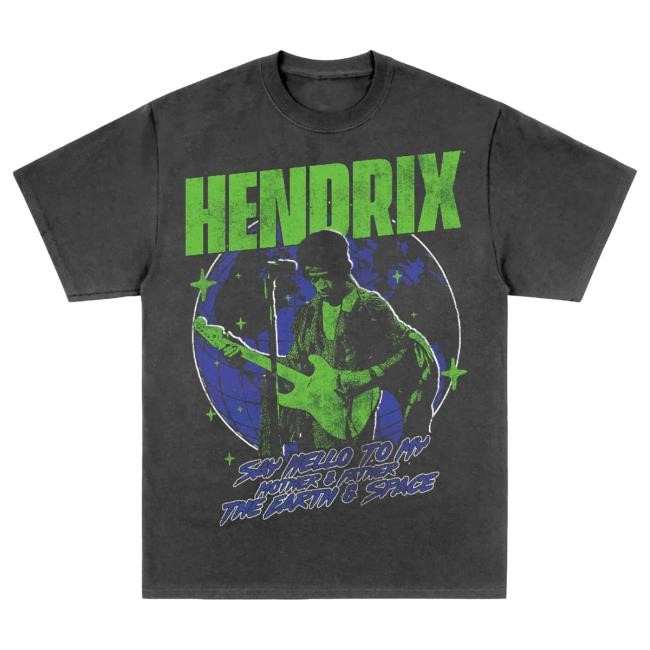 Official Jimi Hendrix Merch Store Jimi Hendrix Mother Earth Charcoal Tshirt