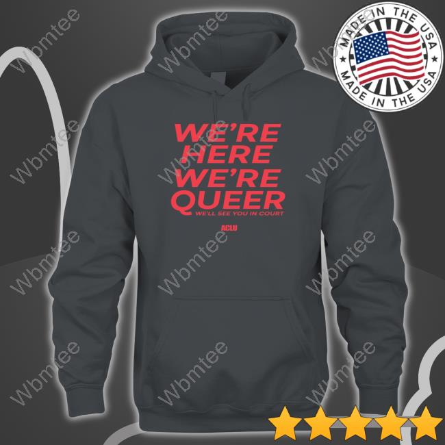 Official We're Here We're Queer Ringer Crewneck Sweatshirt