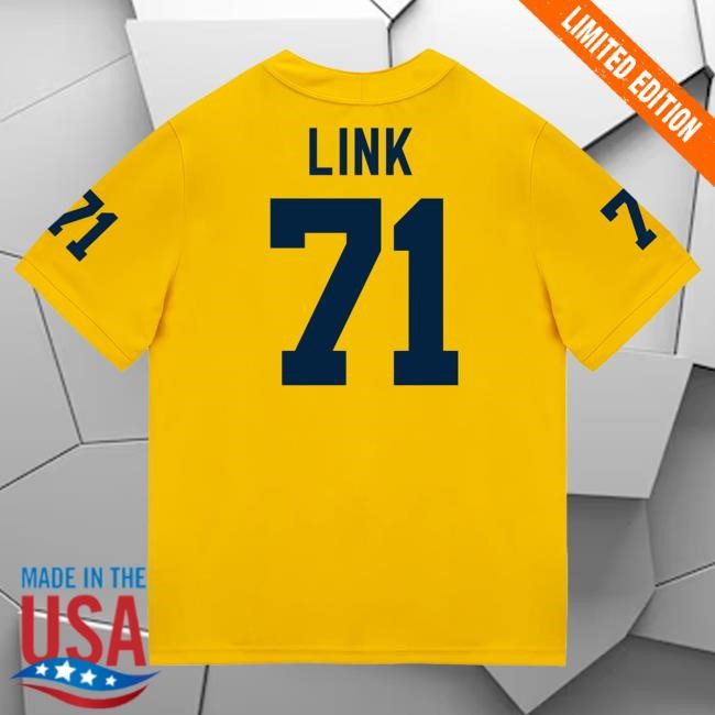 Michigan Wolverines #71 Evan Link Student Athlete Maize Football Jersey New Shirt The M Den Shop