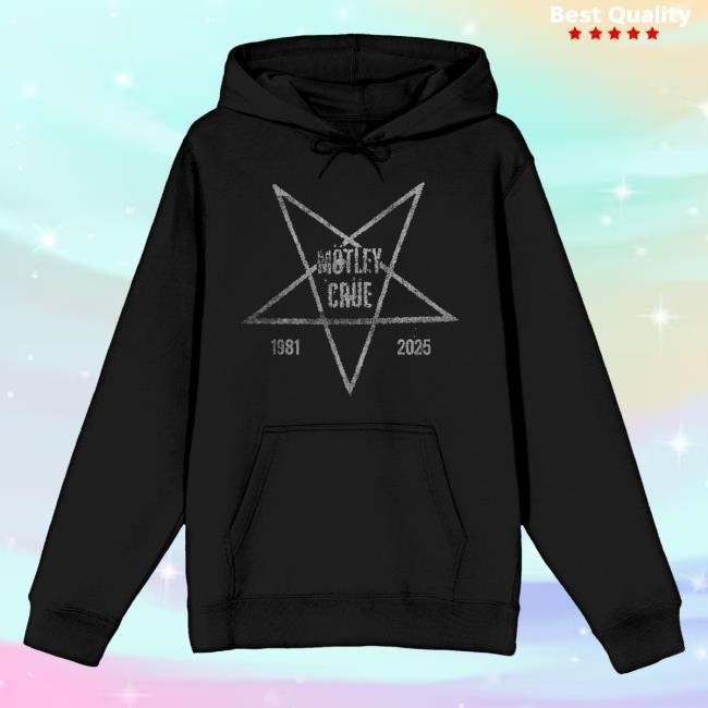 Official Motley Crue Merch Store Mötley Crüe Pentagram 2025 Black Popover Hoodie