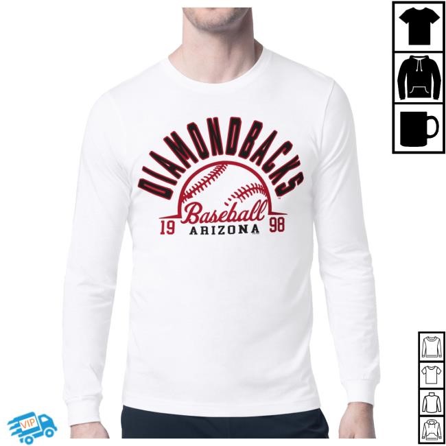 Official MLB Store Men's Arizona Diamondbacks Starter White Half Ball Team Graphic Long Sleeve Tees