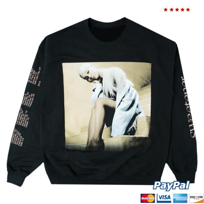 Official Ariana Grande Apparel Clothing Merch Store Sweetener Staircase Black Crew neck Ariana Grande Shop
