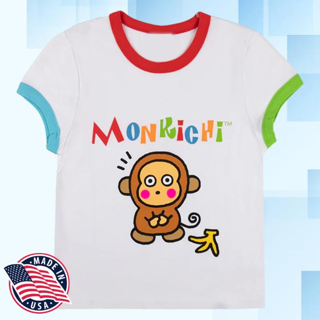 Official Sanrio Apparel Clothing Merch Store Shop Monkichi X Dumbgood White Ringer Shirt New