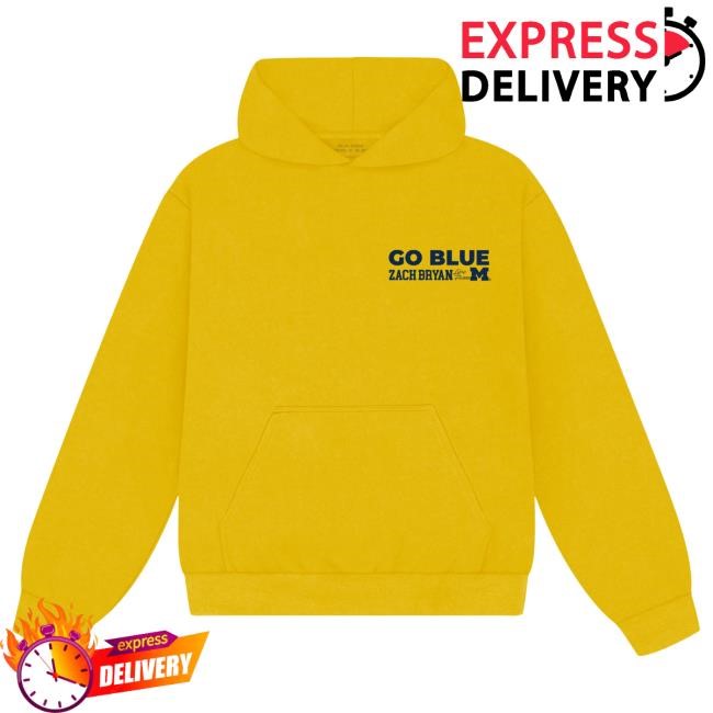Official Zach Bryan Merch Store Shop ZB Go Blue Hooded Sweatshirt - Yellow