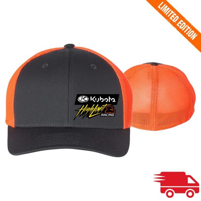 Official High Limit Racing Kubota High Limit Trucker Cap ~ Charcoal / Neon Orange