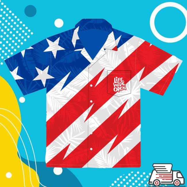 Official C Boys Merch Tropical Rwb Party Suit Button-Up Tee