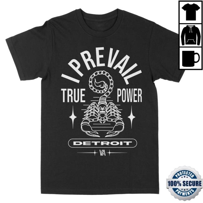 Official I Prevail Merch Store I Prevail True Power Scorpion Shirt 2024 (Black) I Prevail Apparel Clothing Shop IPrevail