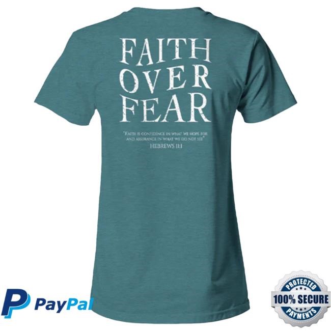 Official Valuetainment Merch Women's Faith Over Fear Teal Short Sleeve Shirt