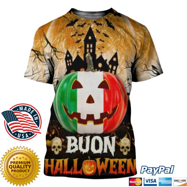 Official Italia Pumpkin Joyeux Halloween 3D Shirt, Funny Halloween Pumpkin T-Shirt, Gifts For Italian