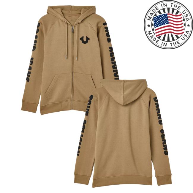 Official Urban Outfitters Apparel Clothing True Religion Coaster Raglan Full Zip Hood Taupe UrbanOutfitters Store Shop