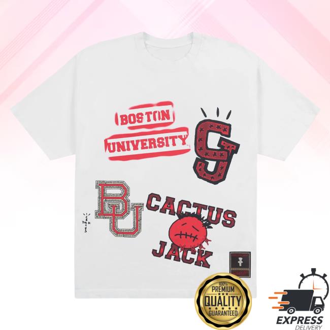 Official Travis Scott Utopia Merch Store CJ X M&N X BOSTON UNIVERSITY HANDDRAWN Tee Travis Scott Apparel Clothing TravisScott