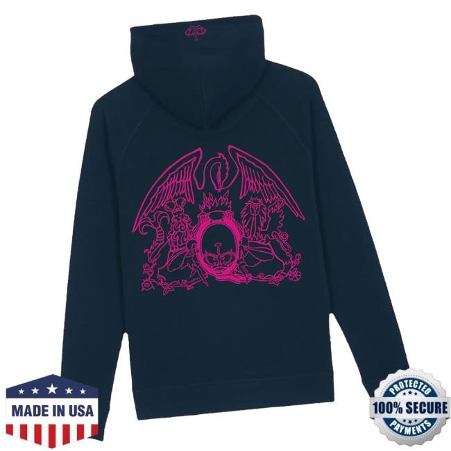 Official Queen Online Store Queen 1 Small logo Big Crest French Blue Hoodies