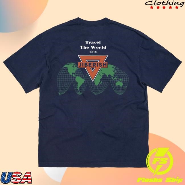 Official Jiberish Apparel Clothing Travel The Globe Tee Navy