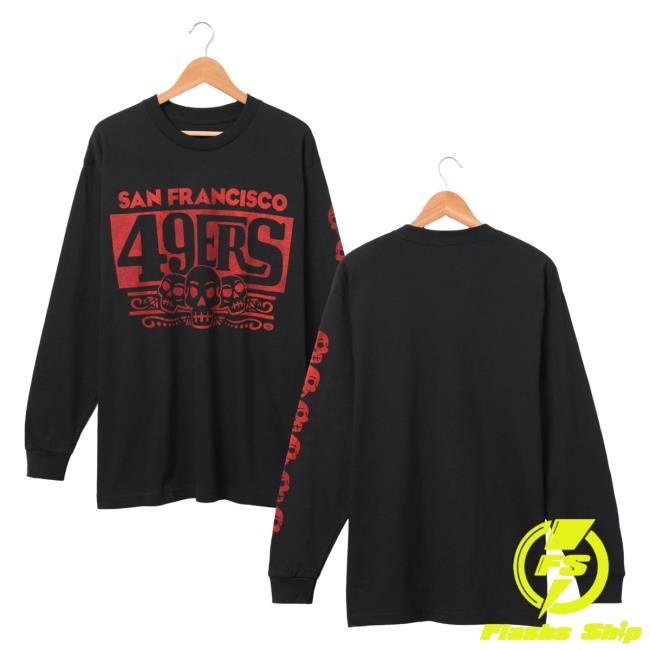 Official Junk Food Apparel Clothing Store Shop Junkfoodclothing San Francisco 49ers with a Dia De Los Muertos Long Sleeve T-Shirts