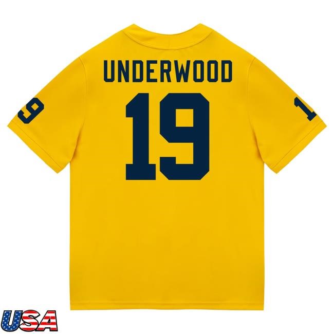The M Den Michigan Wolverines #19 Bryce Underwood Student Athlete Maize Football Jersey Top Shirt