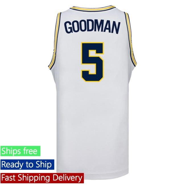 Michigan Wolverines #5 Oscar Goodman Student Athlete White Basketball Jersey Tee The M Den Shop Official