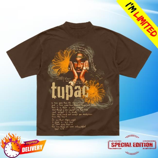 2PAC Official Store Merch | Sunflowers Brown Shirt New