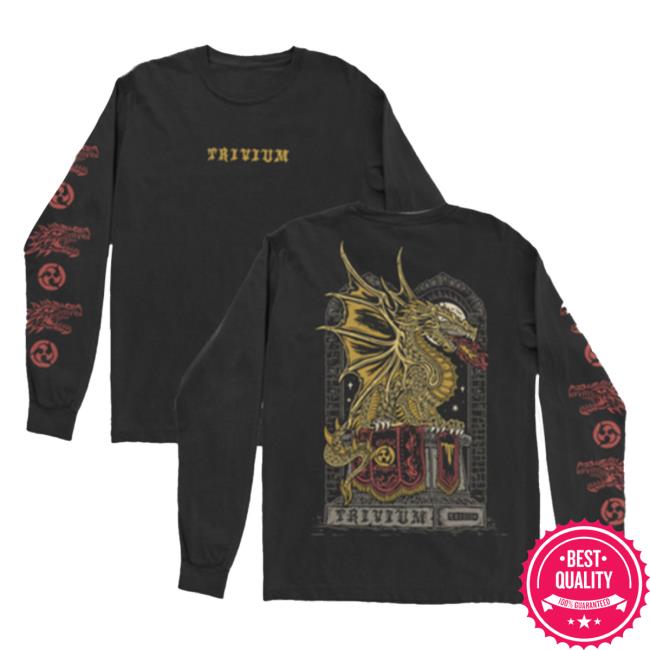 Official Roadrunner Records Trivium Merch Store Trivium Big Dragon Black Long Sleeve Tee Shirt RoadrunnerRecords