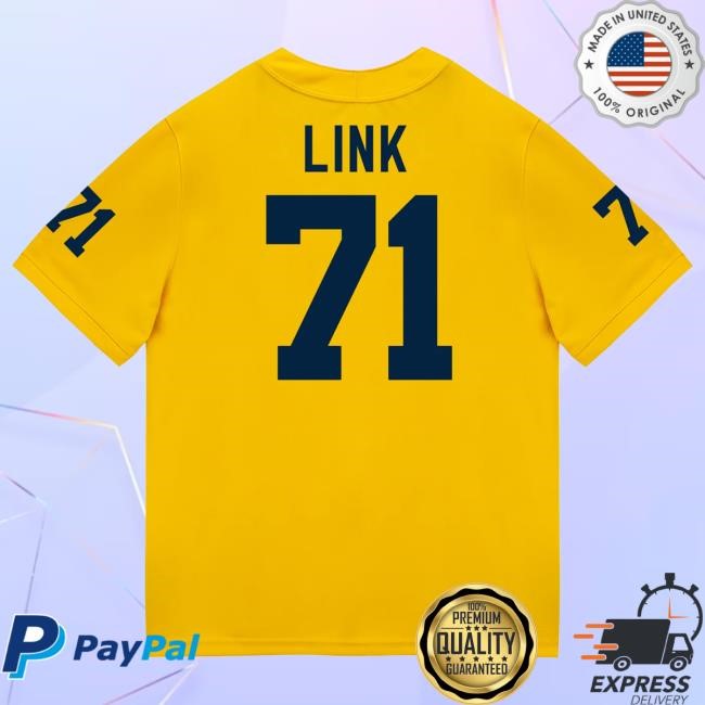 The M Den Michigan Wolverines #71 Evan Link Student Athlete Maize Football Jersey T Shirt