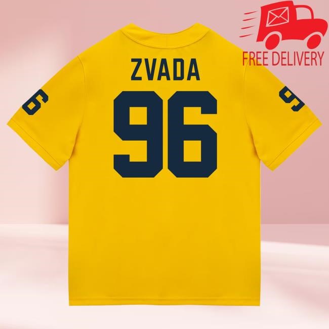 Official The M Den Michigan Wolverines #96 Dominic Zvada Student Athlete Maize Football Jersey Top Shirt