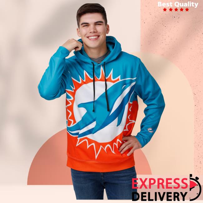 Official Foco Merch Store Shop Foco Miami Dolphins Bold Logo Hooded Sweatshirt Foco Apparel Clothing